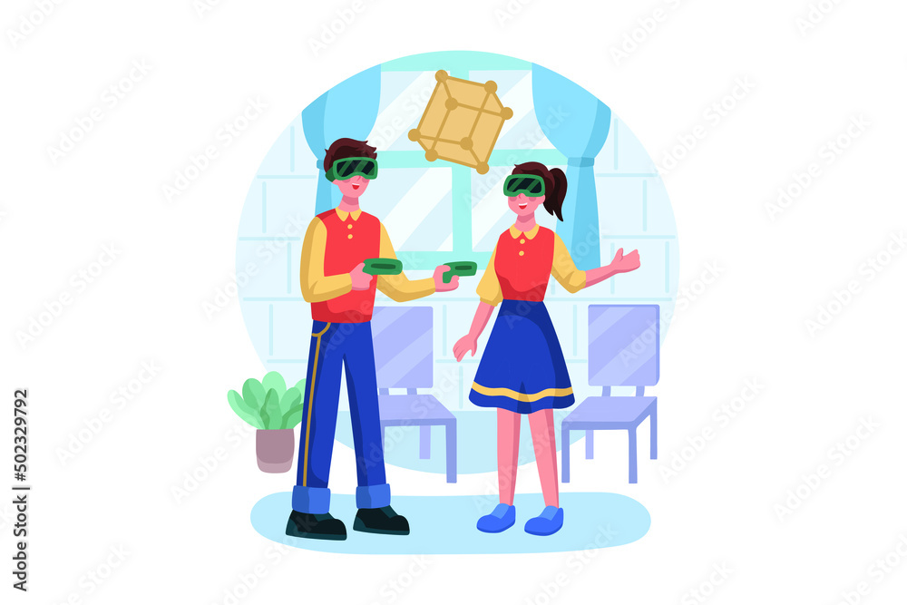 Virtual Reality Illustration concept. Flat illustration isolated on white background Virtual Reality Illustration concept. Flat illustration isolated on white background
