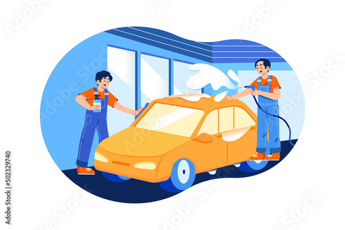 Car Wash Service Illustration concept. Flat illustration isolated on white background