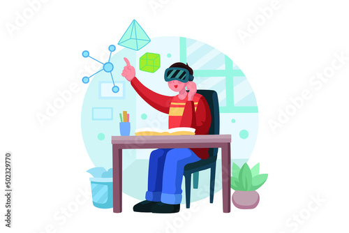 Virtual Reality Illustration concept. Flat illustration isolated on white background