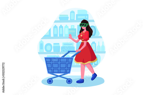 Virtual Reality Illustration concept. Flat illustration isolated on white background