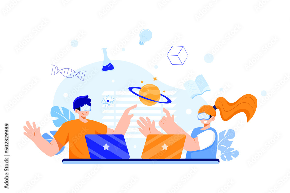 Obraz premium Virtual Reality Illustration concept. Flat illustration isolated on white background