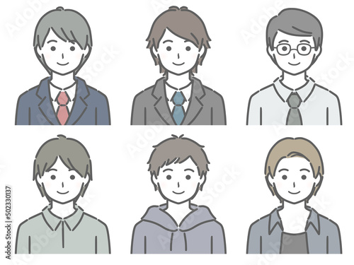 若い男性の上半身セット