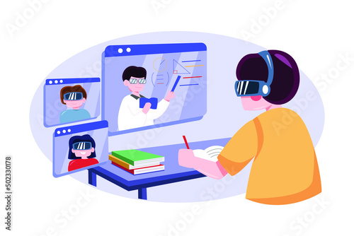 Virtual Reality Illustration concept. Flat illustration isolated on white background