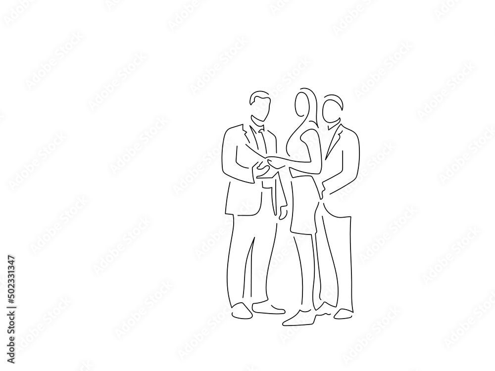 Company work team in line art drawing style. Composition of a group of business people doing their job. Black linear sketch isolated on white background. Vector illustration design. Company work team in line art drawing style. Composition of a group of business people doing their job. Black linear sketch isolated on white background. Vector illustration design.