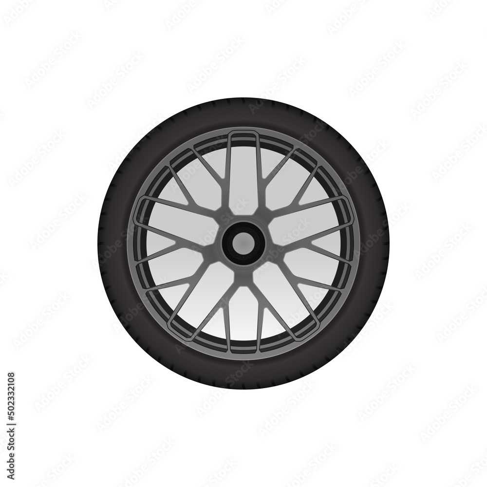 car wheel tire rim isolated on white