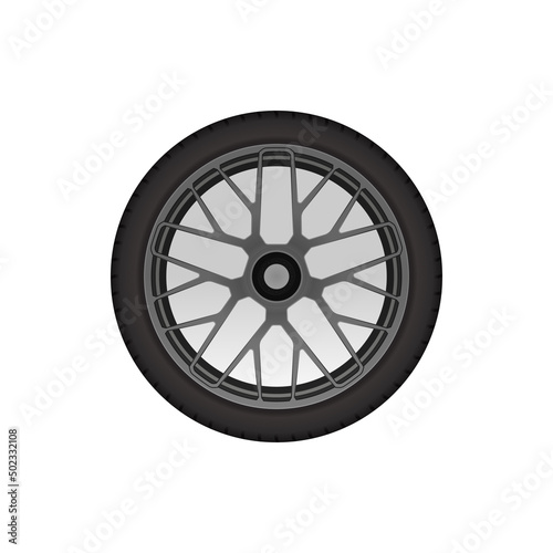 car wheel tire rim isolated on white