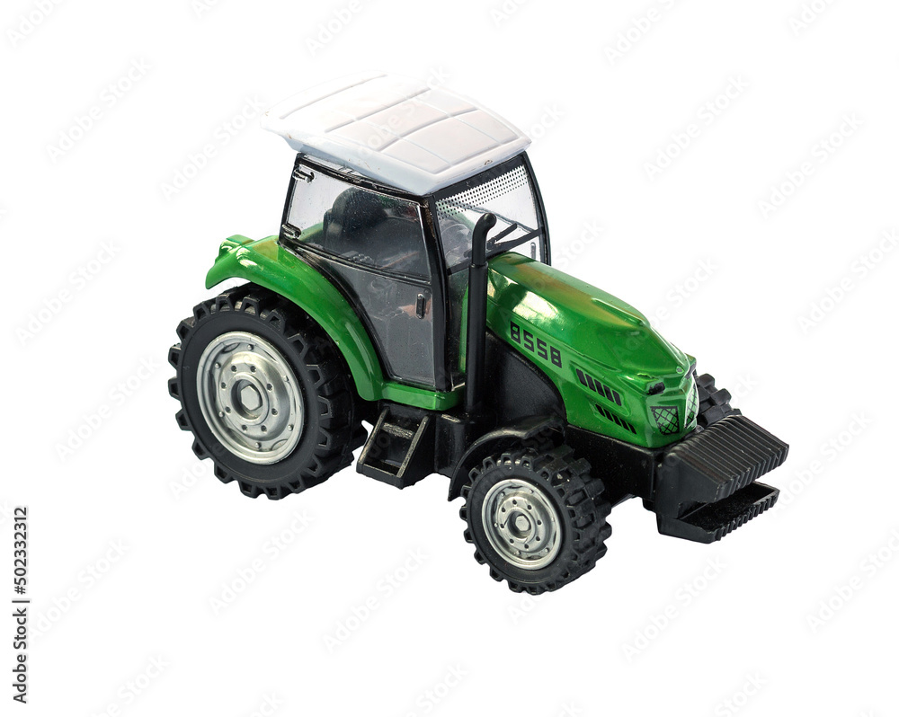 Green tractor toy isolated on white background Green tractor toy isolated on white background