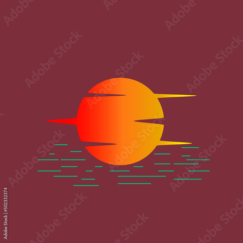 Sun logo, gradient, sea, water, logotype, icon, illustration, sign.