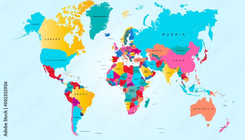 Fototapeta premium World map. Color vector modern. 