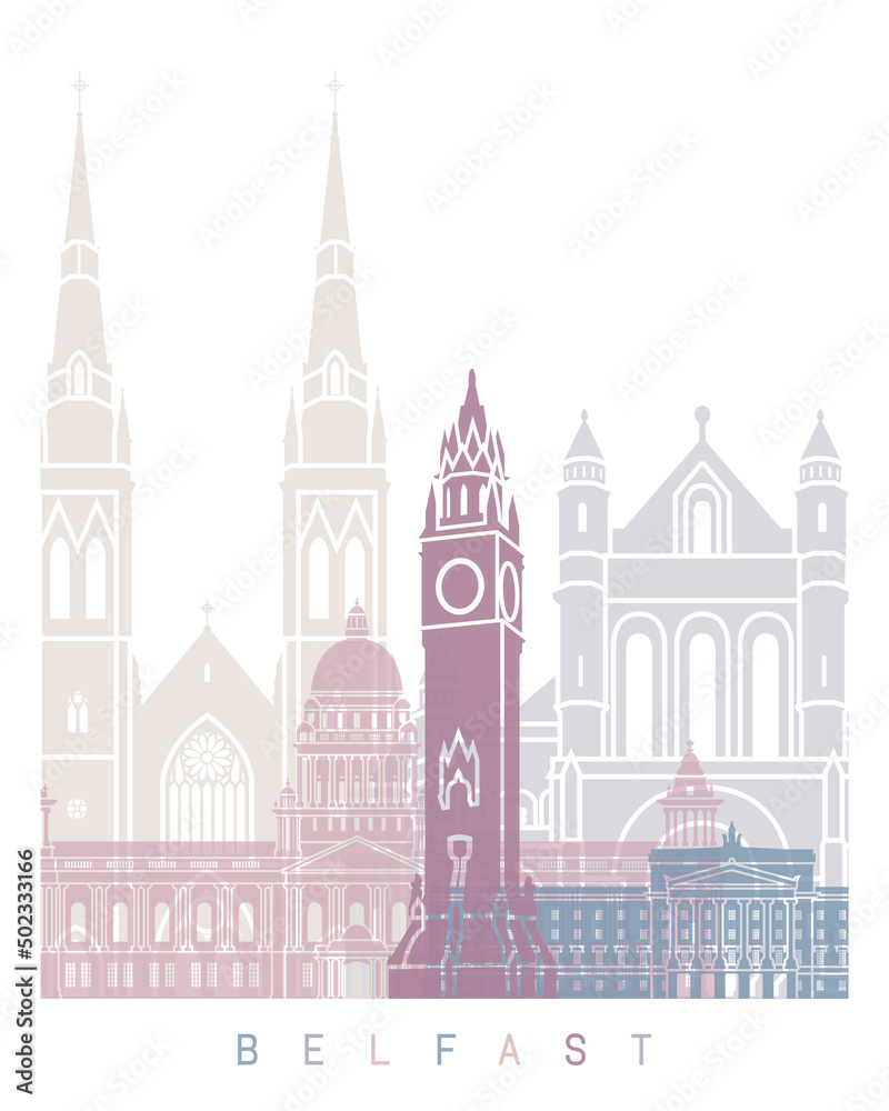 Fototapeta premium BELFAST SKYLINE POSTER PASTEL