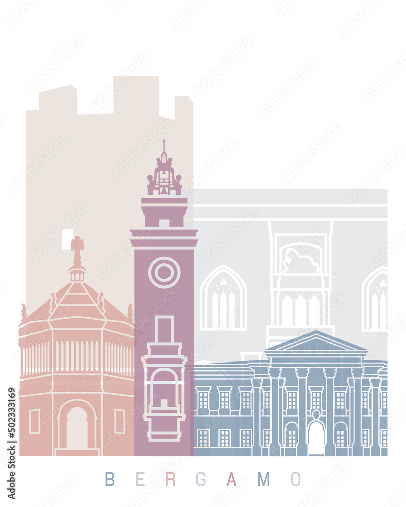 BERGAMO SKYLINE POSTER PASTEL Stock Illustration | Adobe Stock