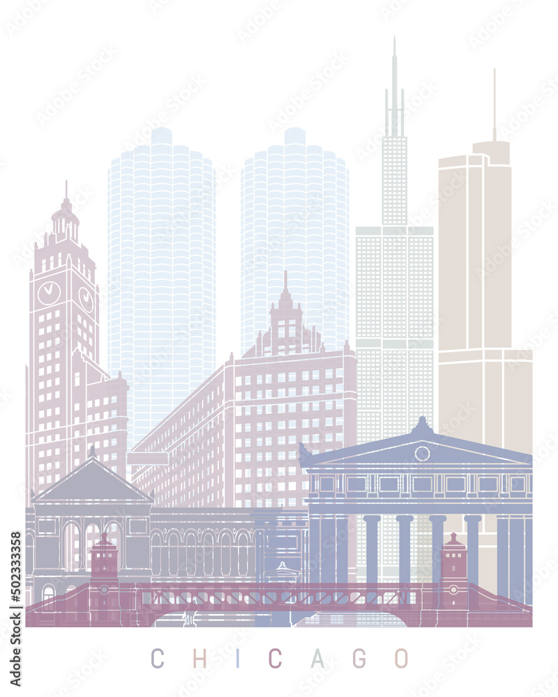 CHICAGO SKYLINE POSTER PASTEL