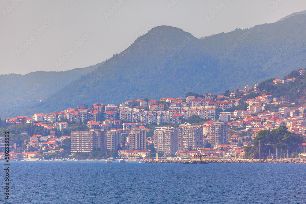 Coastal residential district . Herceg Novi Montenegro residential houses 