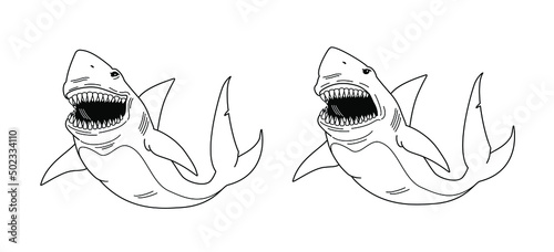 Sharks Images isolated on white. 