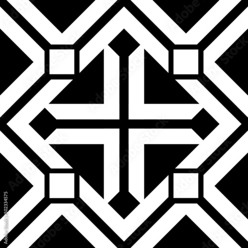 black white ethnic geometric tribal fabric pattern     