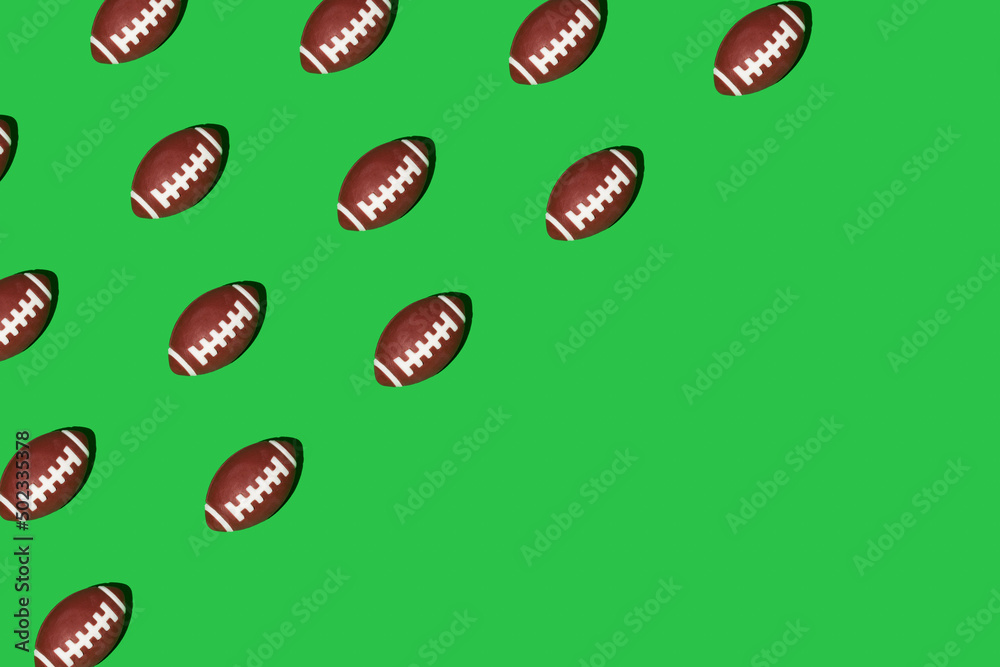 American college high school junior striped football. Seamless pattern, isometric view. - obrazy, fototapety, plakaty 
