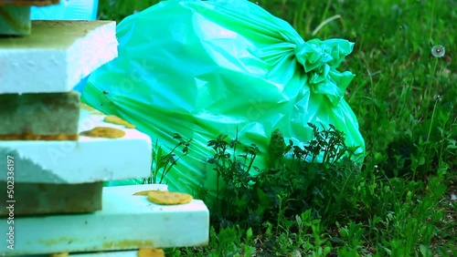 Styrofoam waste and other waste in nature.