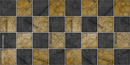 Wallpaper Mural seamless barber tools shop pattern illustration Torontodigital.ca