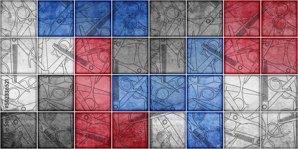Obraz premium seamless barber tools shop pattern illustration