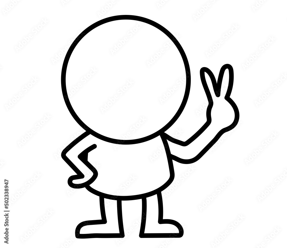 This is an illustration of a two-headed white person doing a peace sign with his left hand. This is an illustration of a two-headed white person doing a peace sign with his left hand.