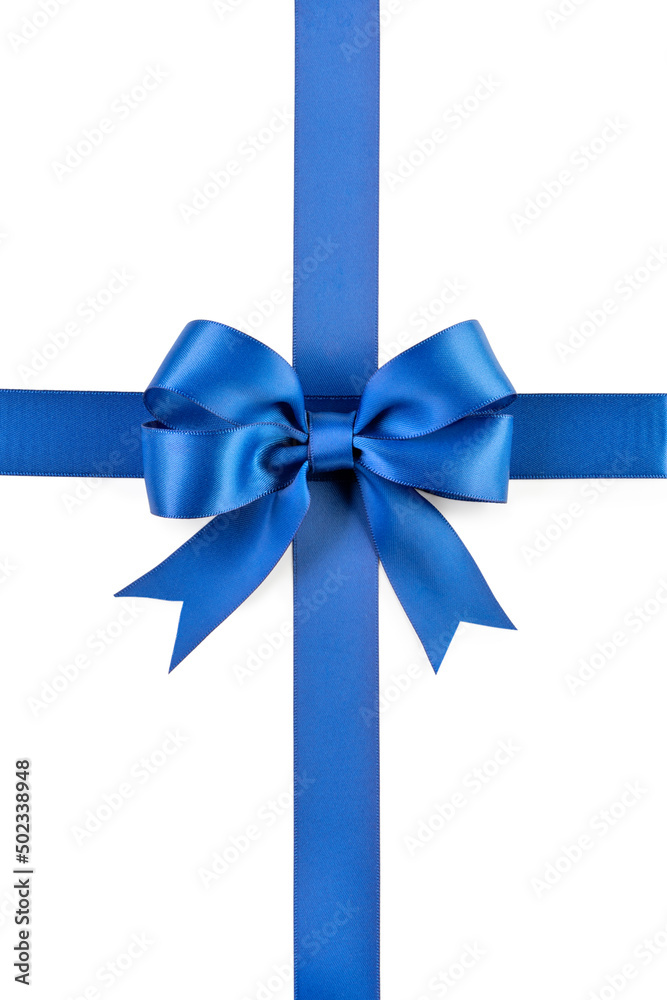 composition with blue ribbons and bow isolated on white background composition with blue ribbons and bow isolated on white background