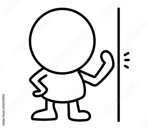 This is an illustration of a two-headed white person knocking on a wall to see how it looks.