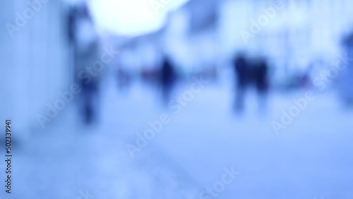 Wallpaper Mural Out of focus, blurred, not recognizable people in town, on streets. Walking. Torontodigital.ca