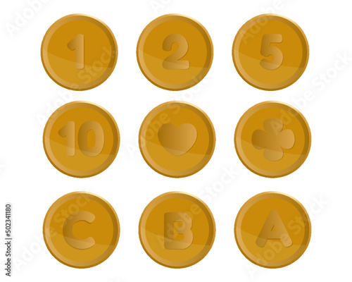 Gold coins on white background
