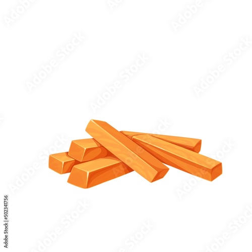 Sweet potato. Batat or yam sliced to sticks. Vector illustration of vegetable ingidient sweet potatoes.