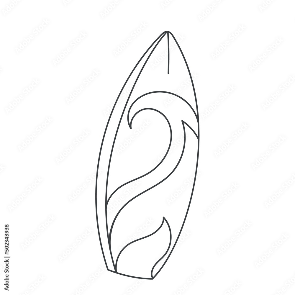 Surfboard outline icon. Simple linear sketch vector illustration of surf board Surfboard outline icon. Simple linear sketch vector illustration of surf board