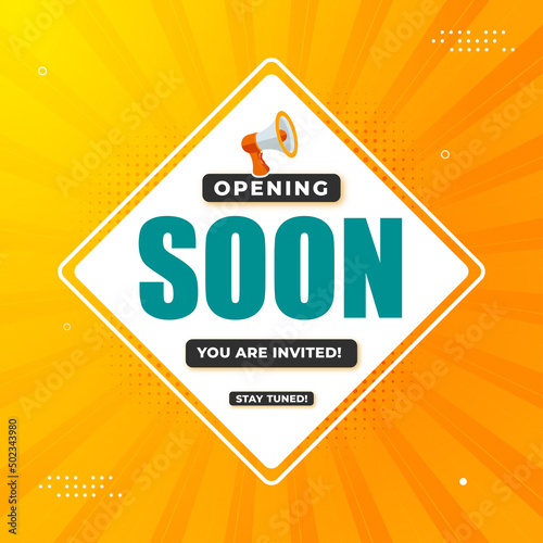 Opening soon sale poster sale banner design template with editable text