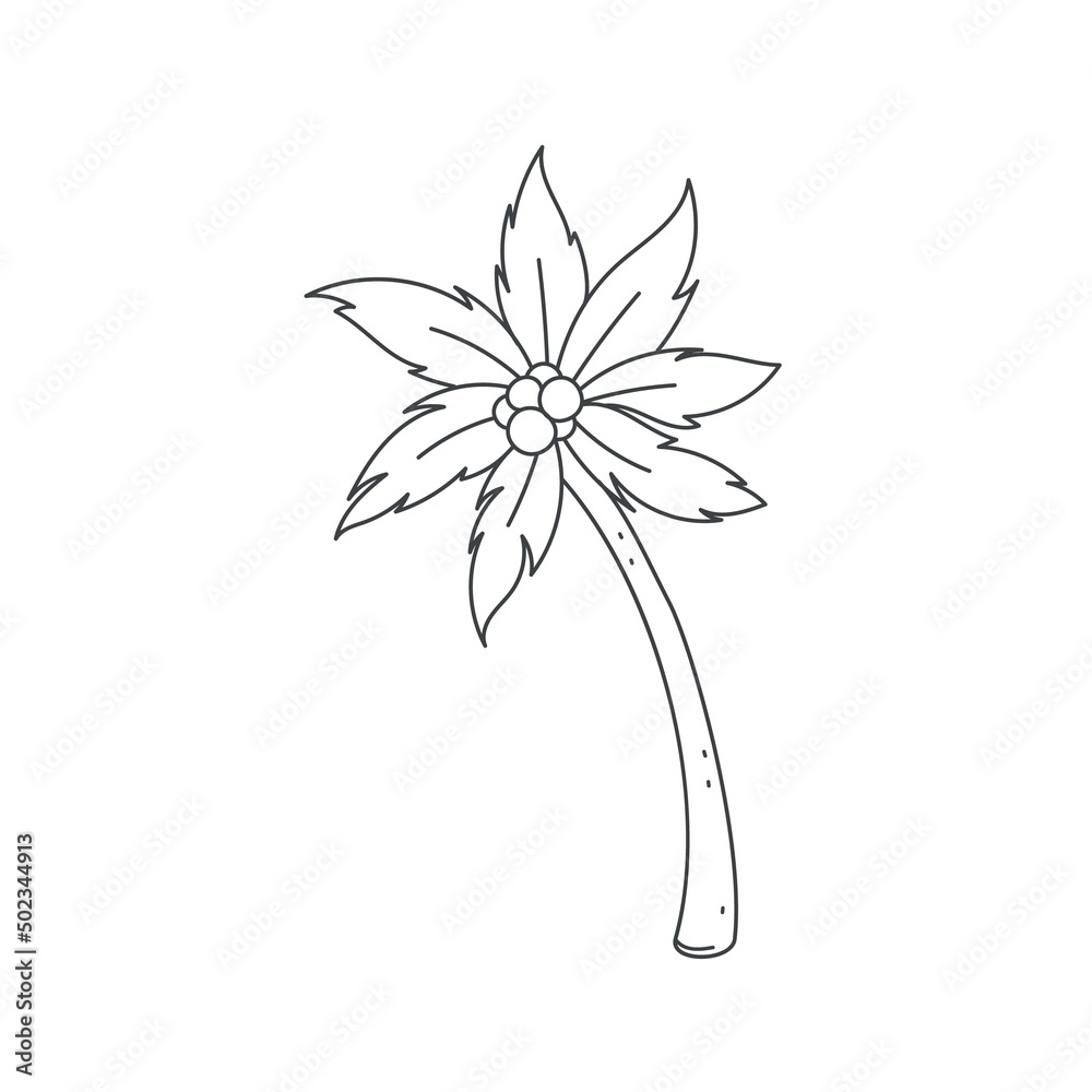 Palm outline icon. Simple linear sketch vector illustration