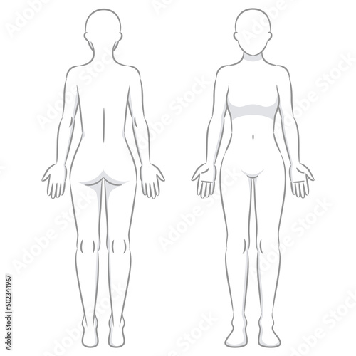 グレーの線で描かれた人体のイラスト/女性