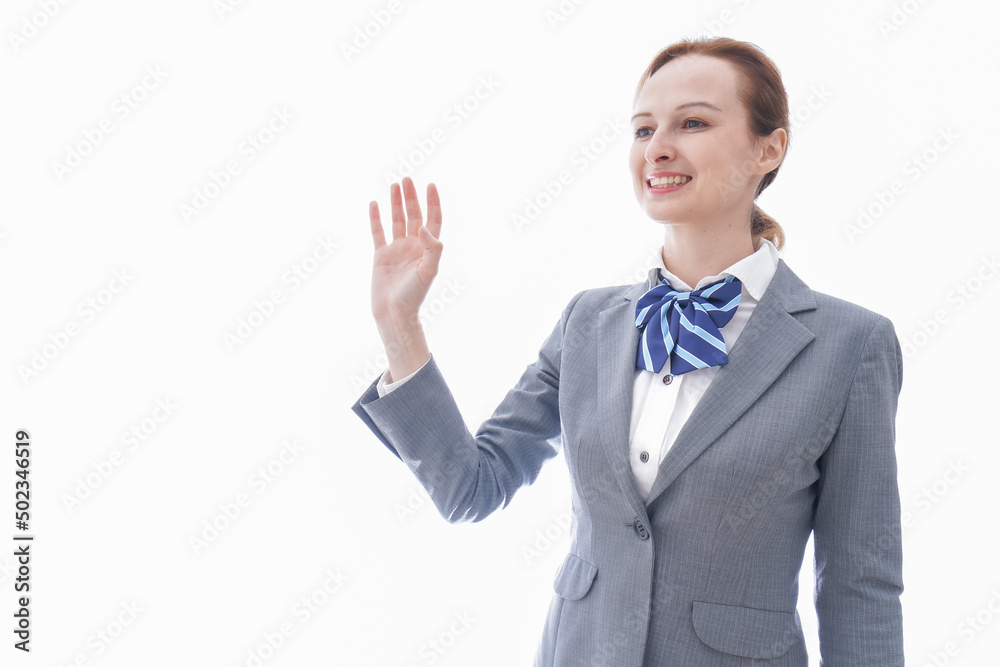 手をふる制服を着た留学生 手をふる制服を着た留学生