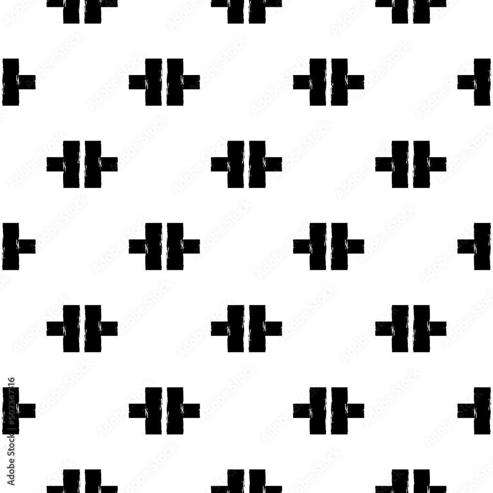 Fototapeta premium Paint brush strokes seamless pattern. Freehand design background. Crosses motif modern minimal ornament. Trendy handdrawn doodle geometric print
