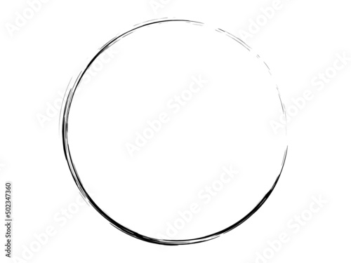 Grunge circle made on the white background.Artistic oval shape made for marking.
