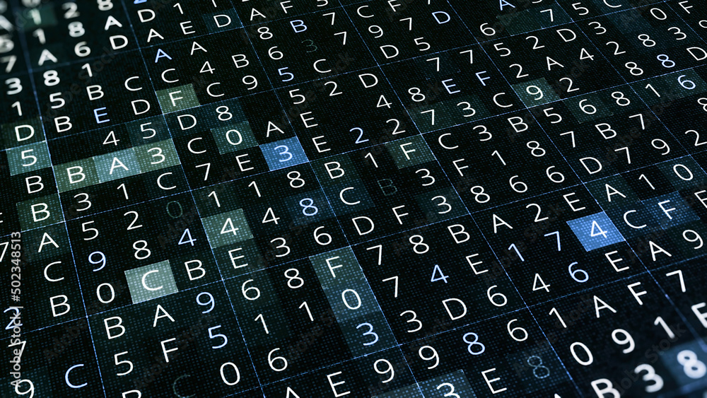 Changing numbers in digital space. Animation. Selection of changing ...