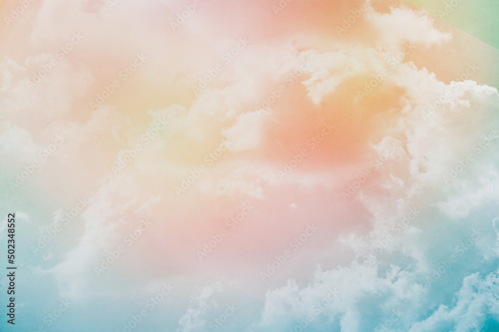 blurred fluffy cloudy sky with pastel gradient color and grunge texture for nature abstract background