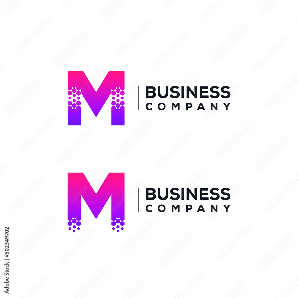 Abstract Letter M Logo design with Pixels Hexagon Shape for Technology and Digital Business Company Abstract Letter M Logo design with Pixels Hexagon Shape for Technology and Digital Business Company