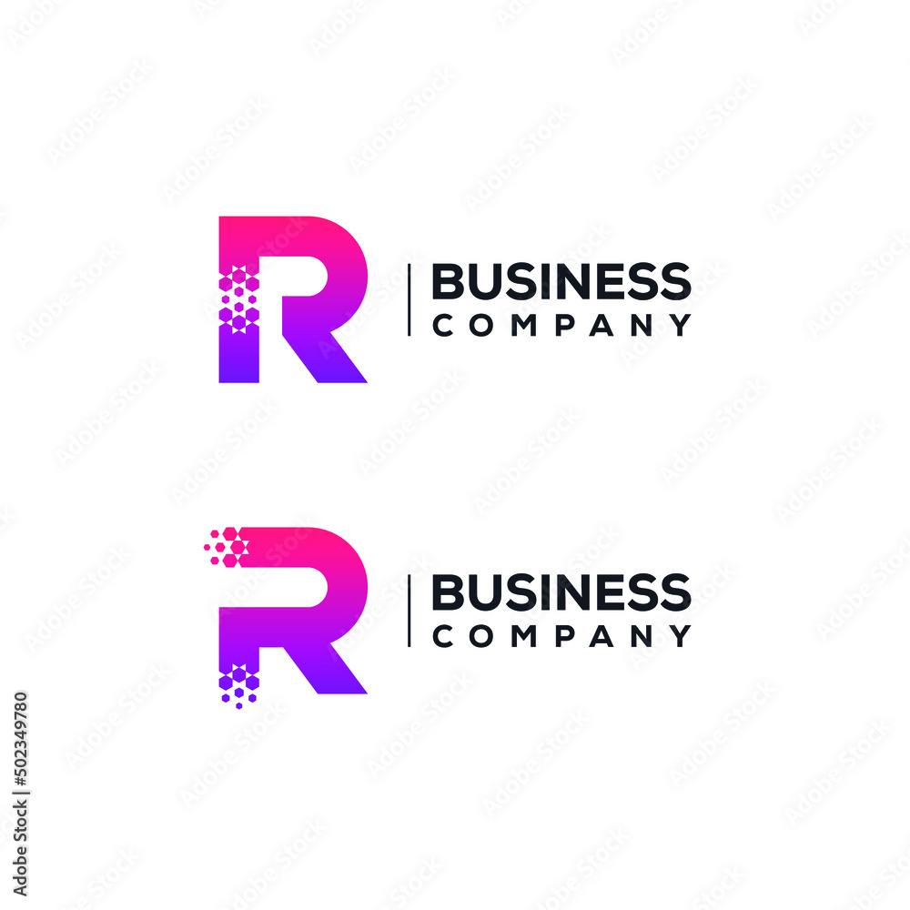 Abstract Letter R Logo design with Pixels Hexagon Shape for Technology and Digital Business Company Abstract Letter R Logo design with Pixels Hexagon Shape for Technology and Digital Business Company