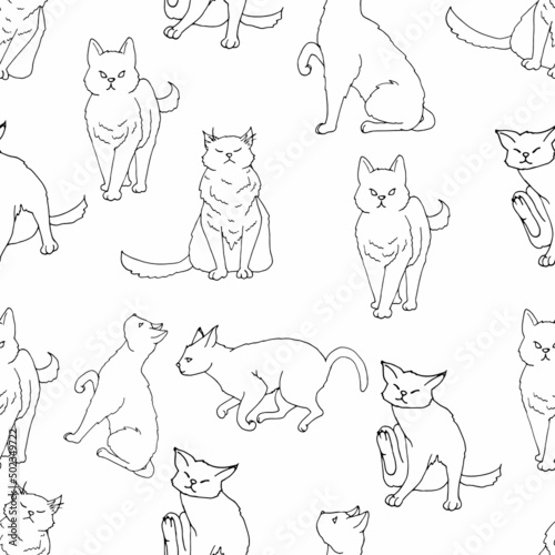 vector seamless pattern with cats