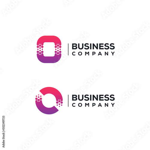 Abstract Letter O Logo design with Pixels Hexagon Shape for Technology and Digital Business Company
