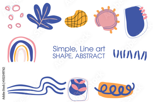 set of symbols  simple boho shape illustration  oragnic line art  doodle theme