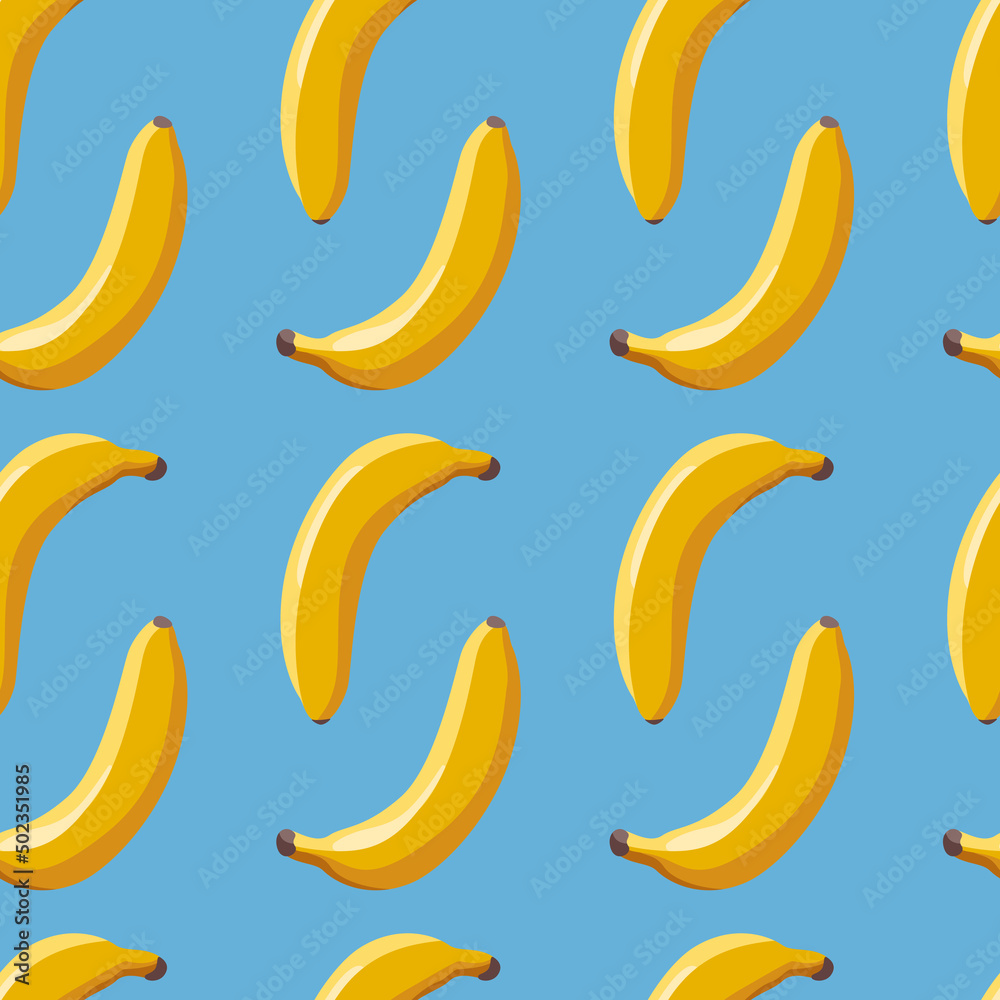 pattern ripe bananas on a blue background
