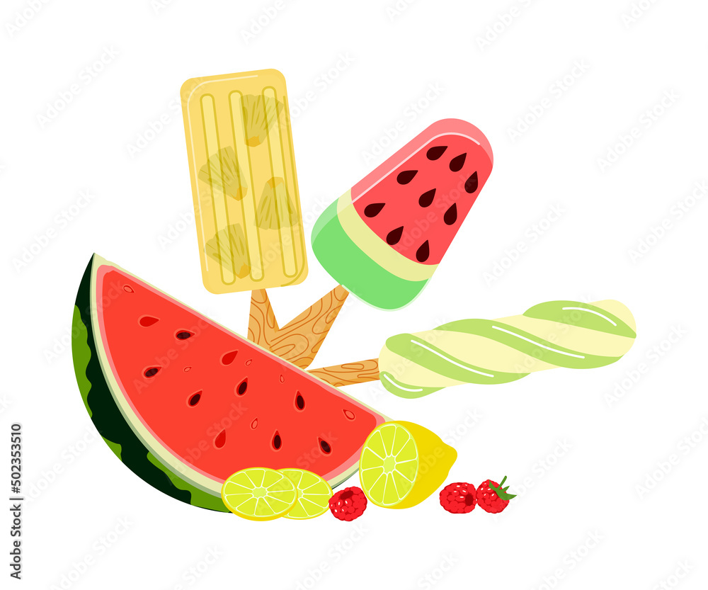 Bundle of icecream with berries and fruits Bundle of icecream with berries and fruits