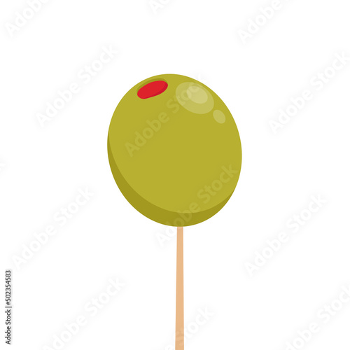 Pickled olives vector. stuffed olive skewer.