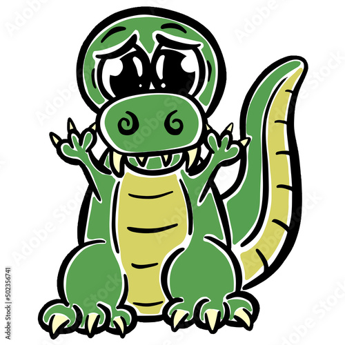 Cute Cartoon Dinosaur Illustration for Children Looking Happy Vector