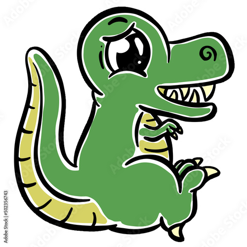 Cute Cartoon Dinosaur Illustration for Children Looking Happy Vector