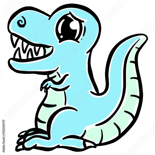 Cute Cartoon Dinosaur Illustration for Children Looking Happy Vector