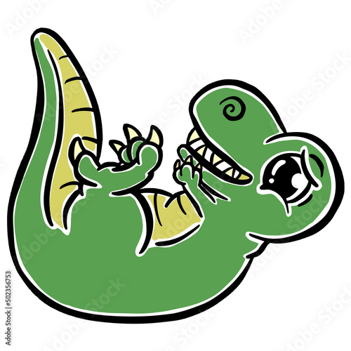 Cute Cartoon Dinosaur Illustration for Children Looking Happy Vector